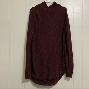 Men’s Burgundy Birch Black Thick Oversized Long Sleeve Drawstring Hooded Sweater